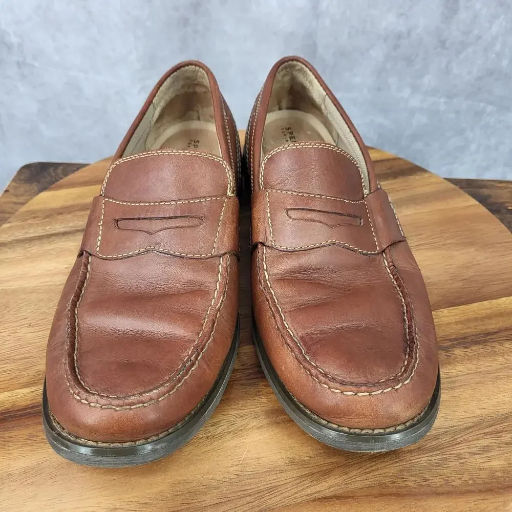 Sperry Top Sider Penny Loafers‎ Mens 9.5 M Brown Leather Slip On Shoes